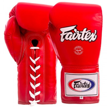 Fairtex BGL6 Боксерские Перчатки Тайский Бокс Шнурки Lace Up Красные